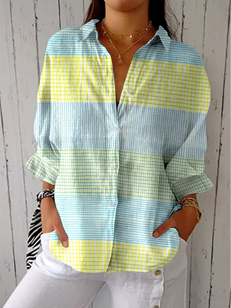 Arely™ Pastel Checkered Pattern Blouse