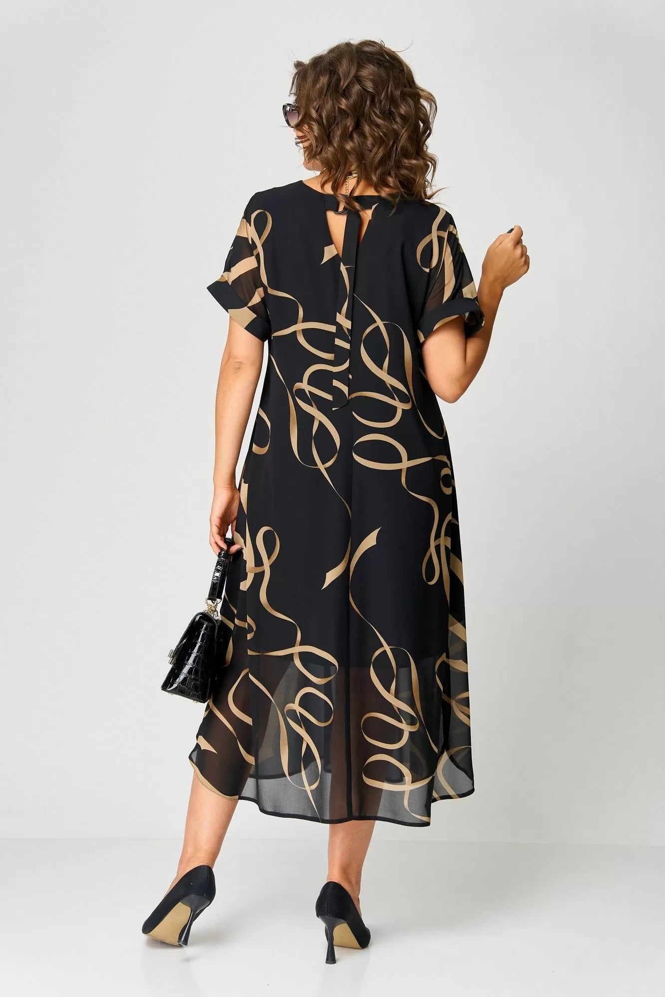 Nora | Golden Swirl Midi Dress