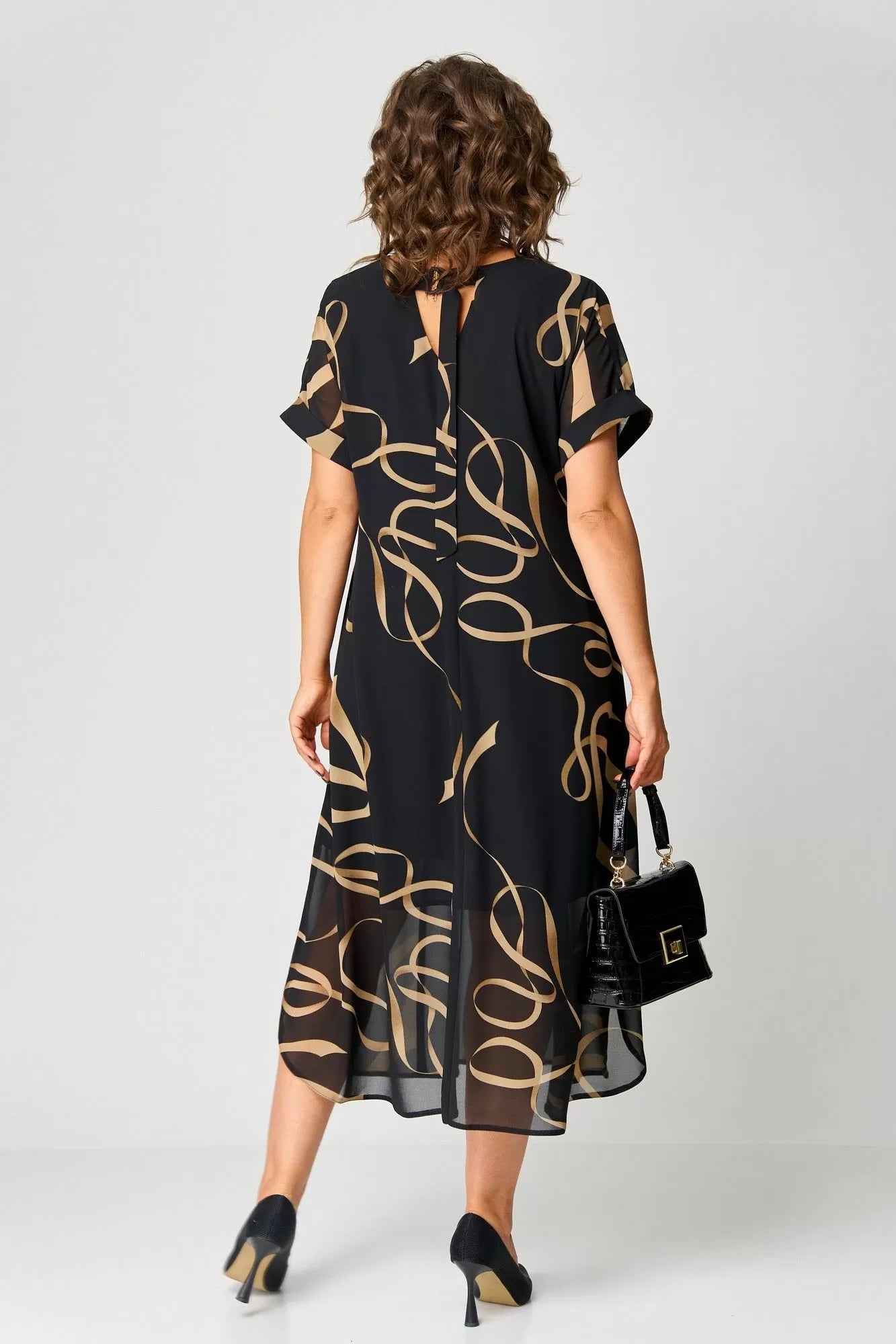 Nora | Golden Swirl Midi Dress