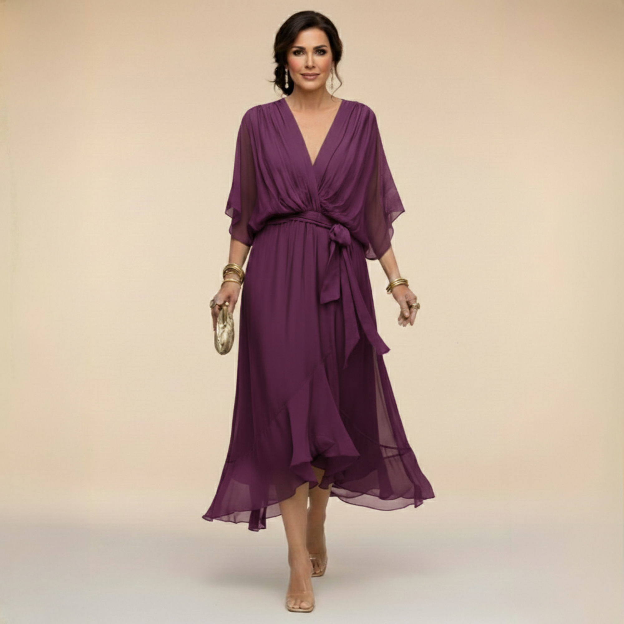Monica | Golden Autumn Midi Dress