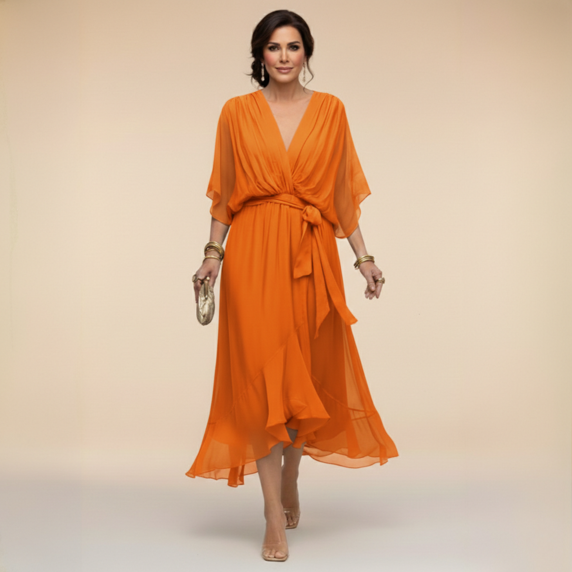 Monica | Golden Autumn Midi Dress