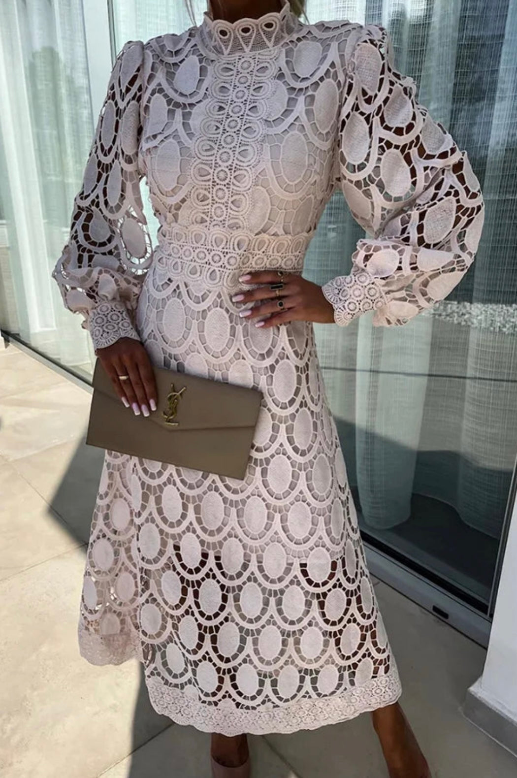 Eloah™ | Elegant Long Sleeve Midi Dress