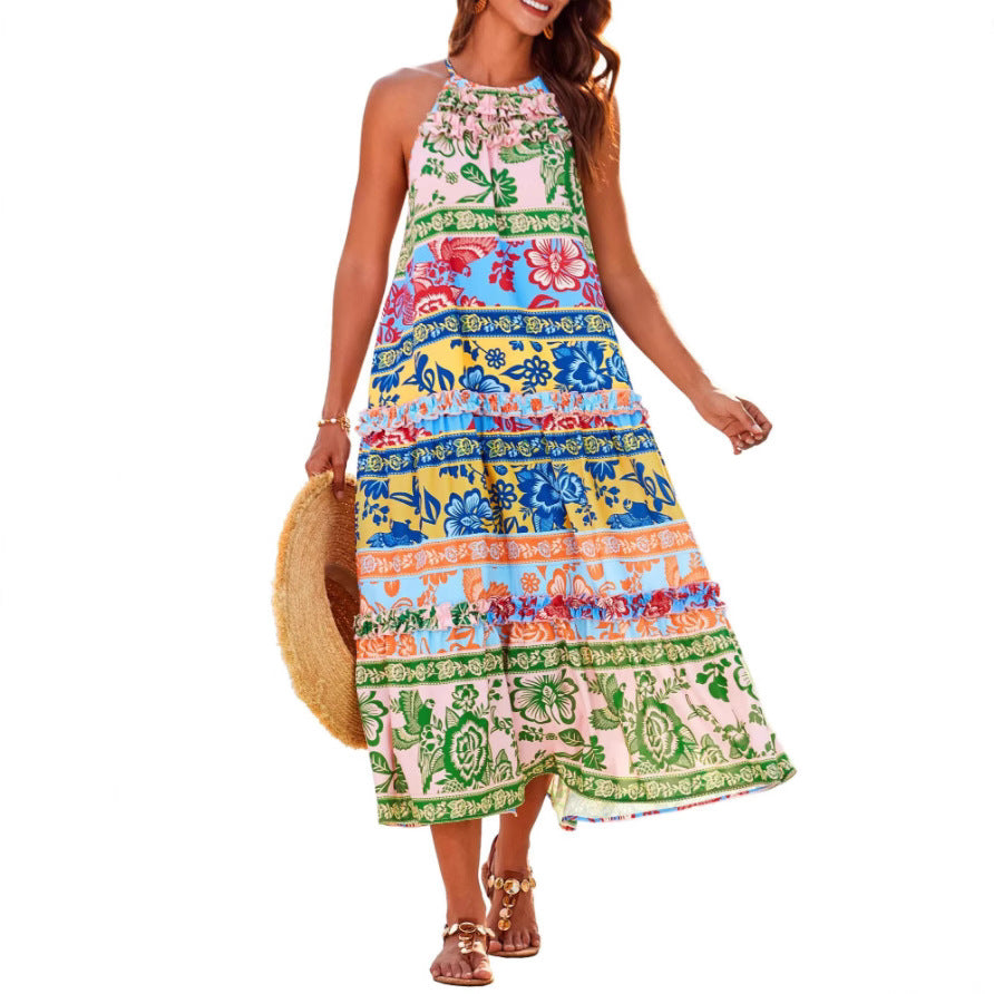 Wilhelmina | Halter Tiered Maxi Dress