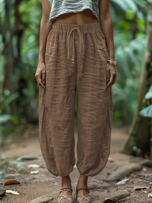 Loose Fit Cotton Drawstring Pants Relaxed Comfort