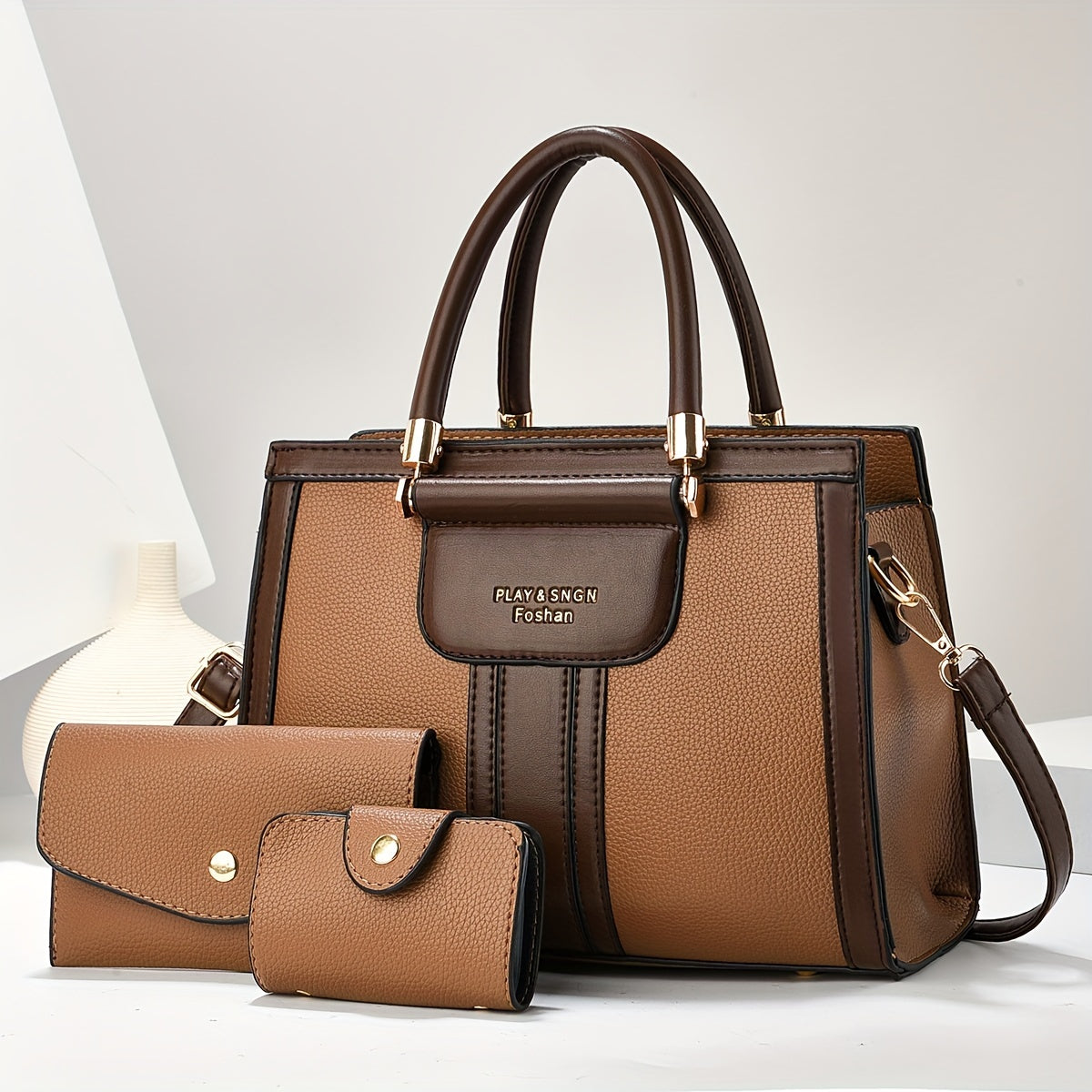Luna™ | Elegant 3-Piece Vegan Leather Bag Set