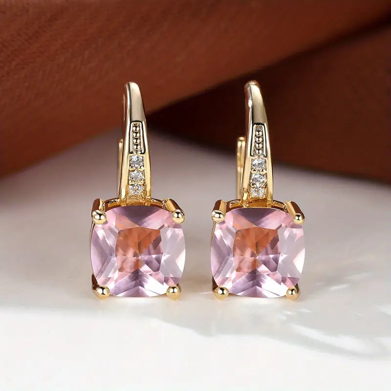 Mystic Sapphire Stone Hoop Earrings | Gold