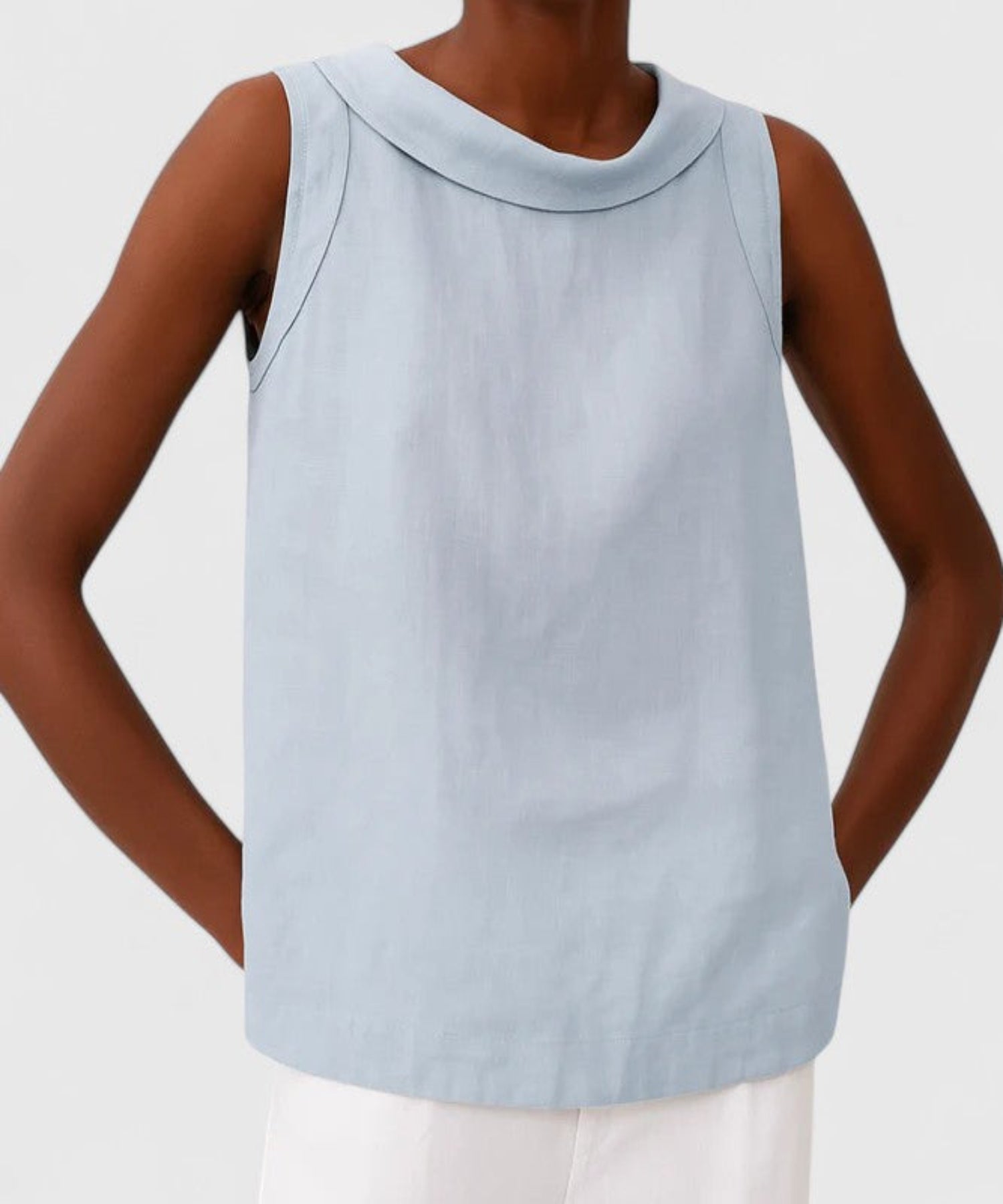 Anastine | Elegant Top with Roll Collar