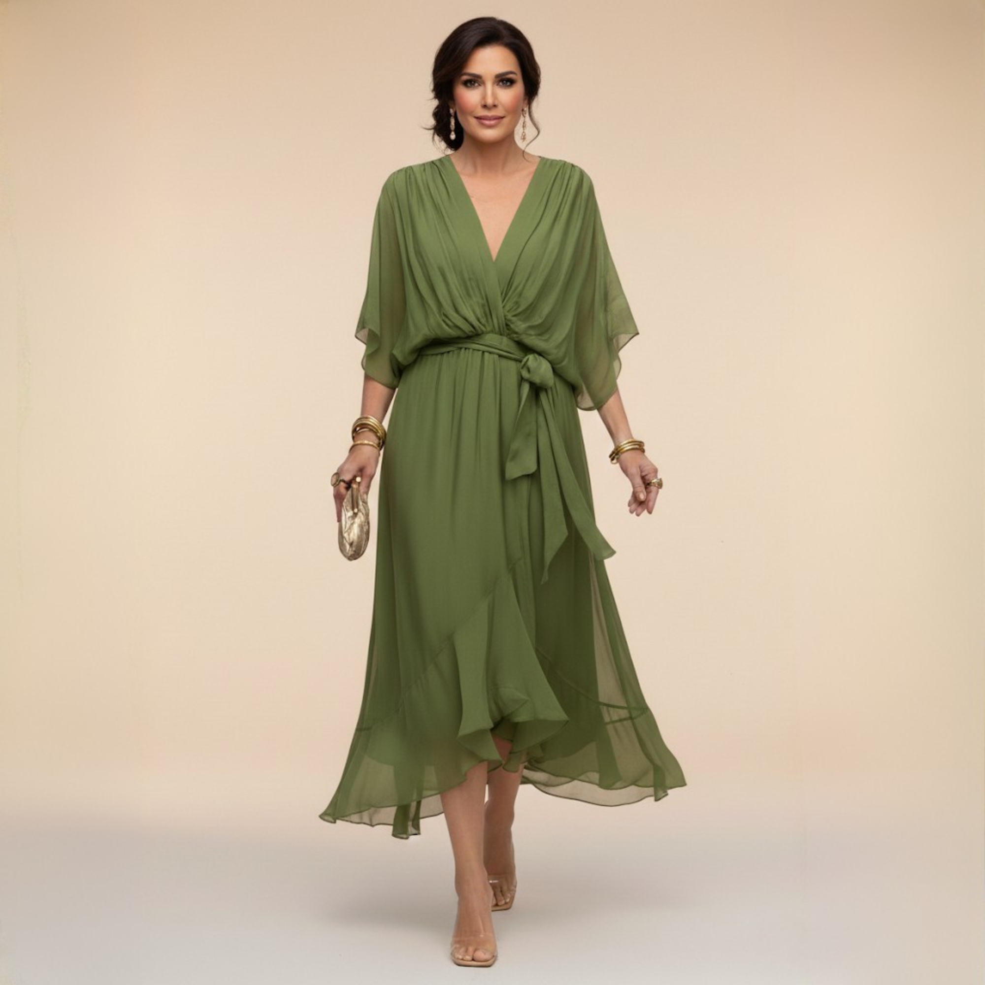 Monica | Golden Autumn Midi Dress