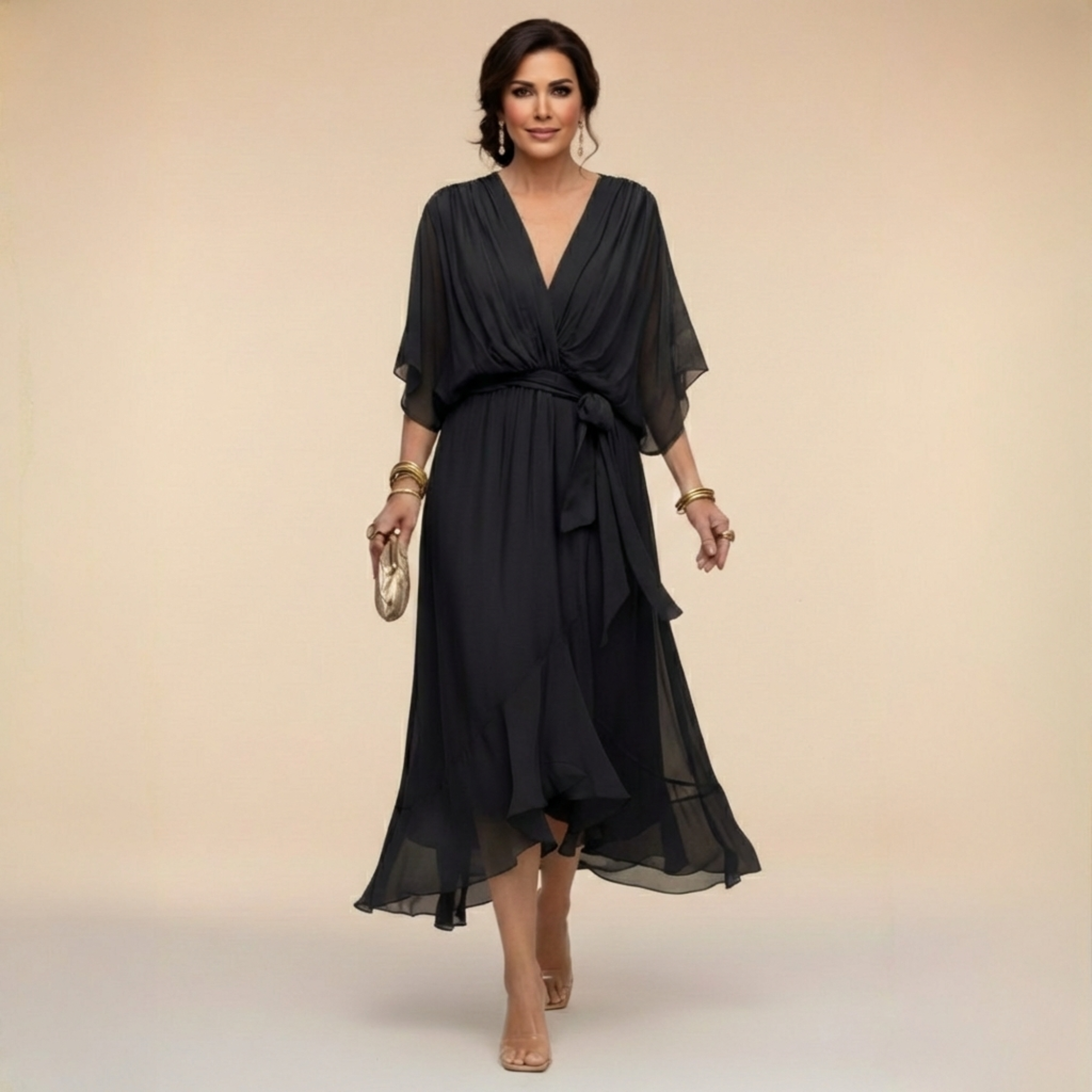 Monica | Golden Autumn Midi Dress
