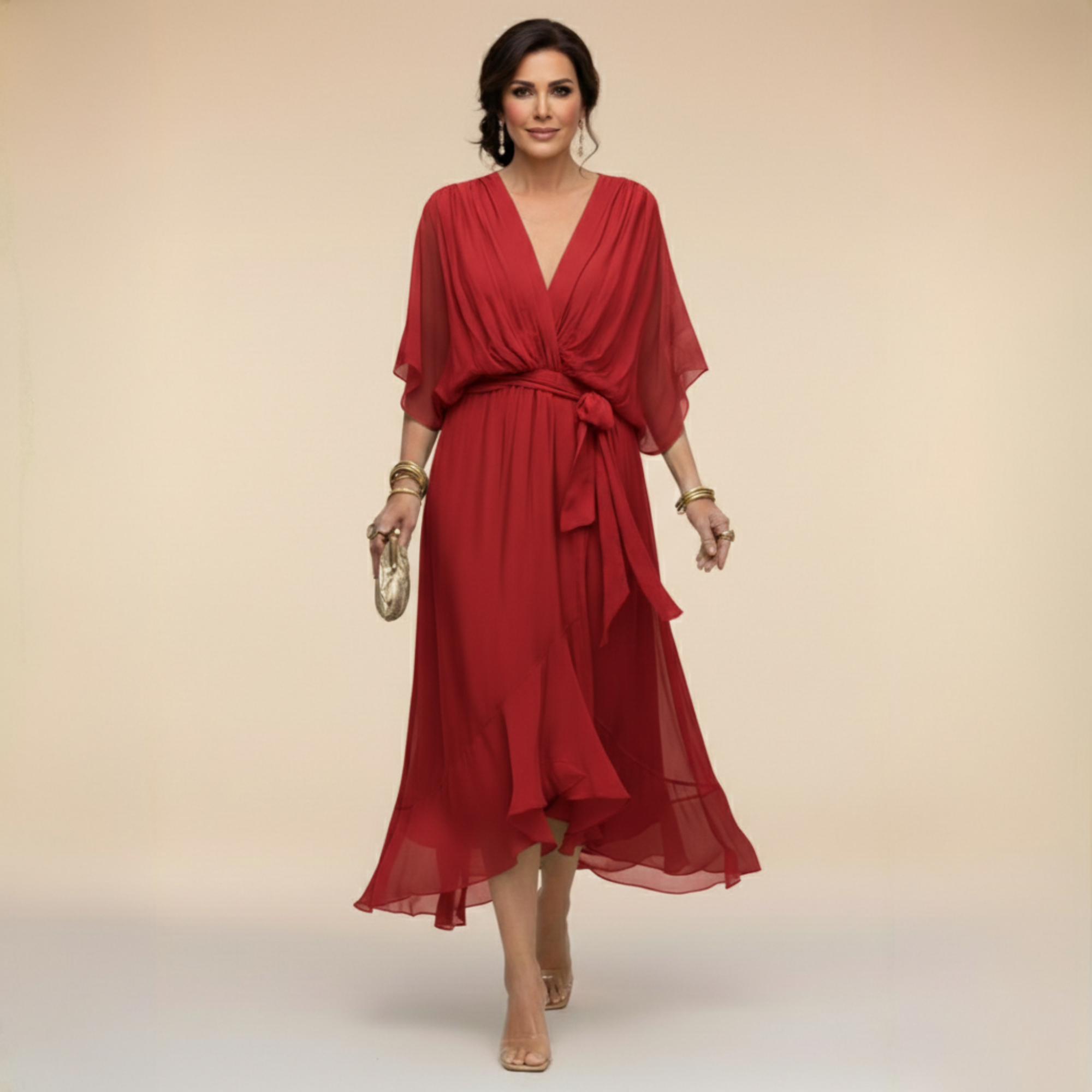 Monica | Golden Autumn Midi Dress