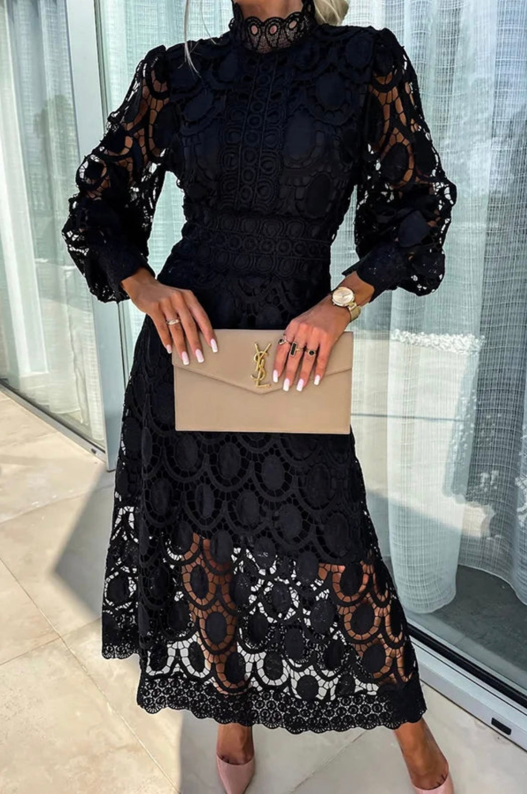 Eloah™ | Elegant Long Sleeve Midi Dress