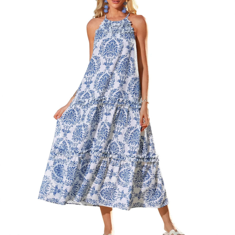 Wilhelmina | Halter Tiered Maxi Dress
